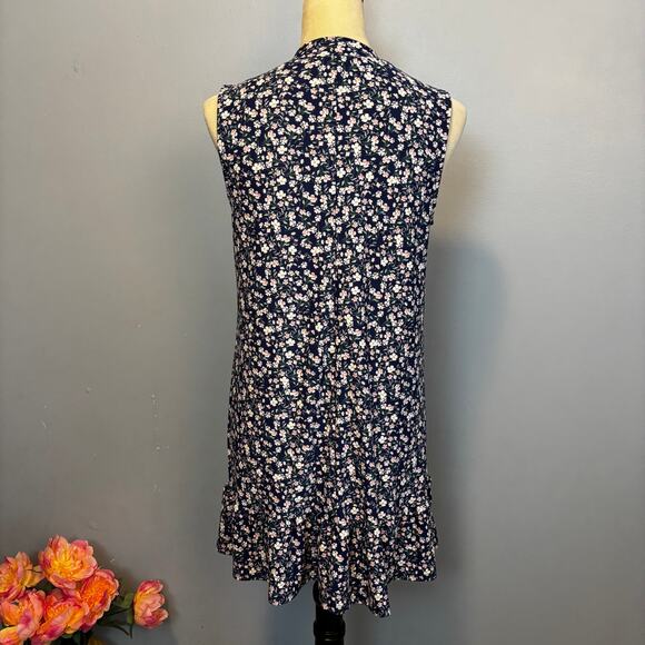 As U Wish Sleeveless Halter Tiny Floral Print Pull On Dress Blue Cottage Core Sm - Picture 2 of 6